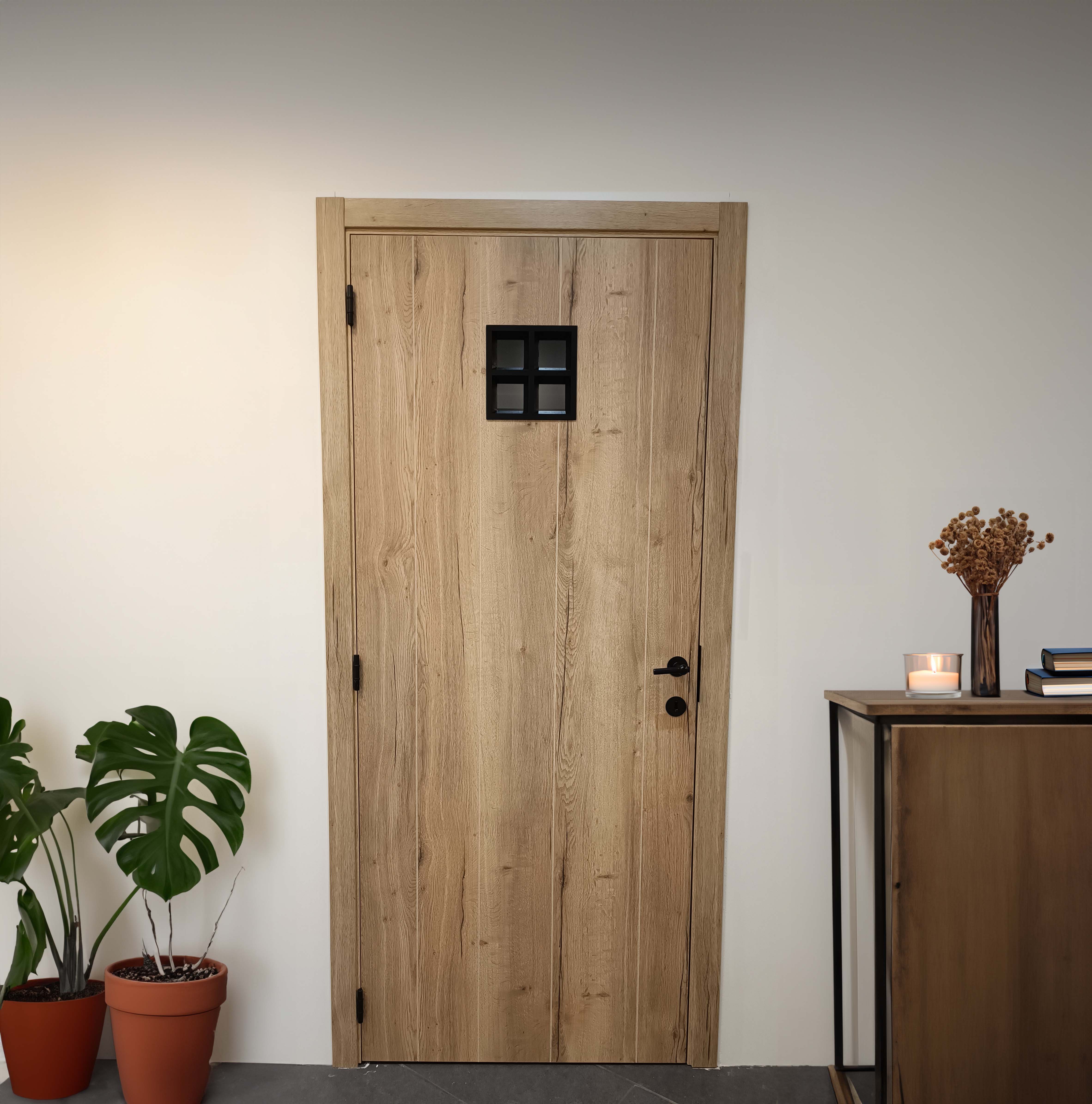 Complete binnendeur Realwood Oak 4500 helder glas 201,5x78cm tubespaan omkeerbaar + deurkast 20cm