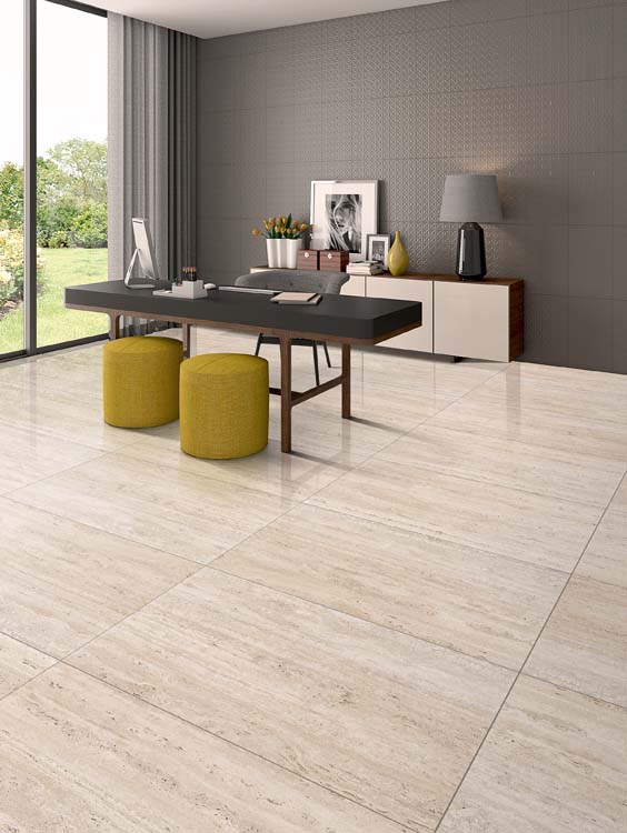 Carrelage de sol et mural Lillystone travertin 60x120cm