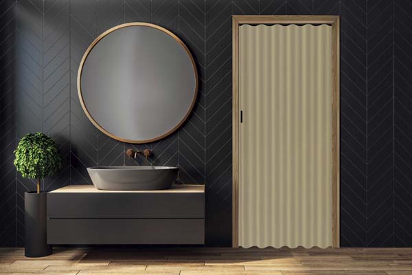 Porte pliante crème simili cuir sur mesure