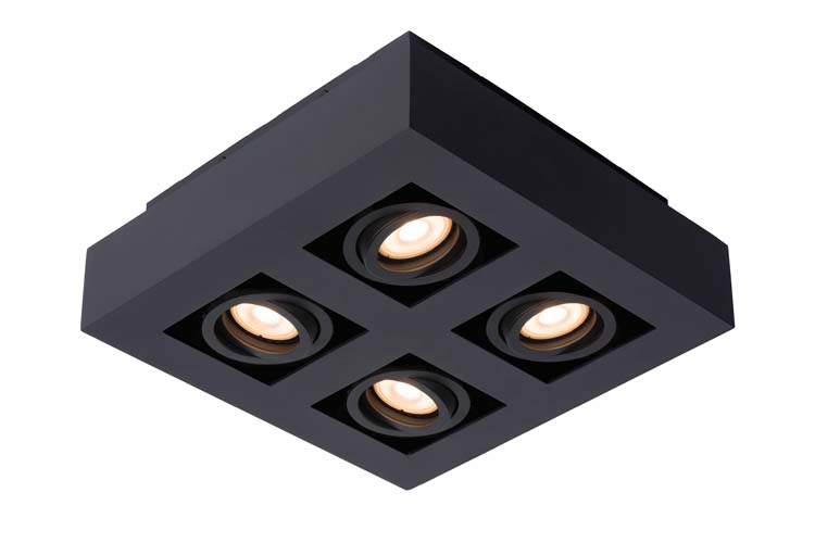 Plafondlamp - zwart - dimbaar - LED - GU10 - 4x5W - 2200/3000K