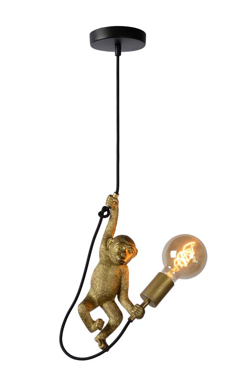 Hanglamp aap - zwart/goud - E27 - 40W
