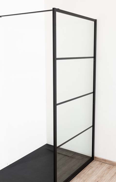 Paroi de douche Ugo profile noire 100x200cm avec barre