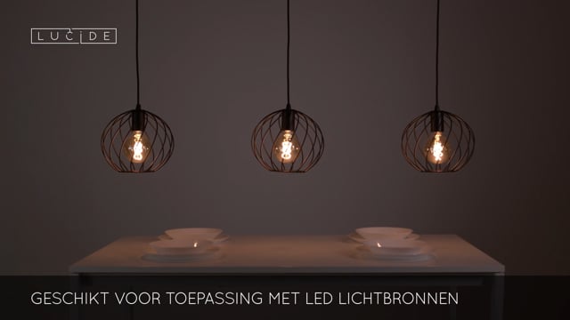 DANZA - Hanglamp - 3xE27 - Zwart