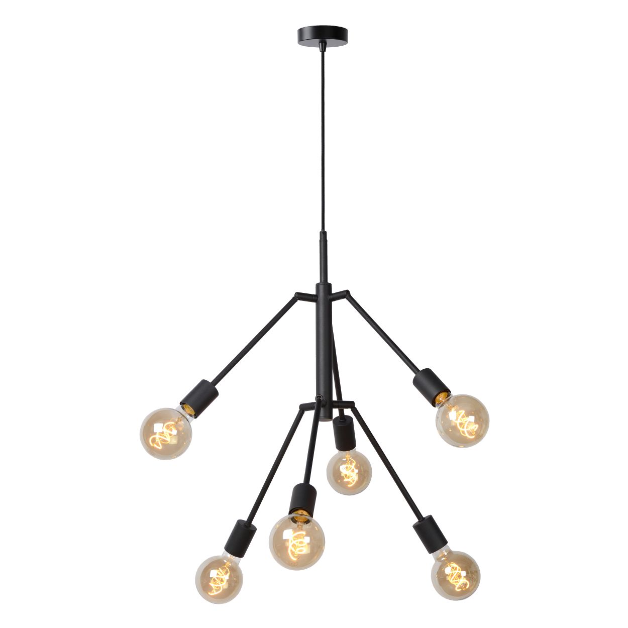 Suspension - noir - 76x76x177cm - dimmable - 6xE27 - 40W