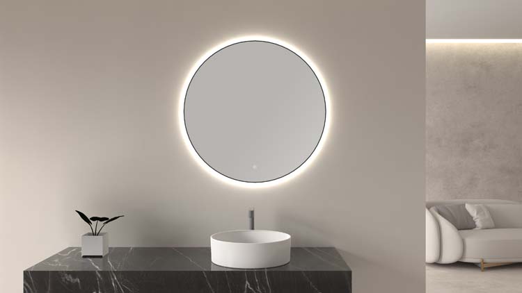 Spiegel Kira rond LED mat zwart Ø100cm