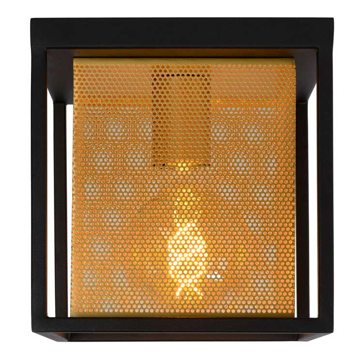 Plafonnier Rechthoek  Metaal - 1xE27 - Zwart/Goud