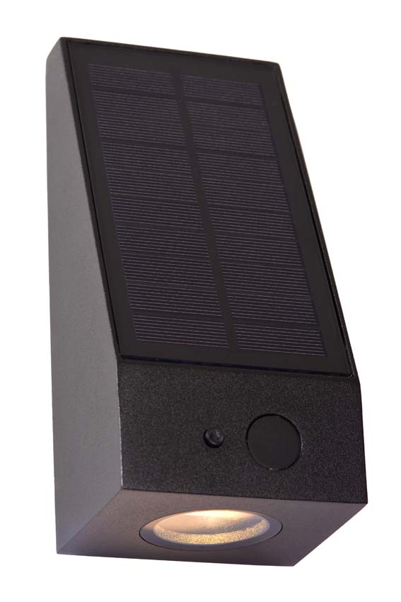 Wandlamp Solar Vira - zwart - LED dimbaar - 1x2W - 2850K/3150K - IP54 - Dag/nacht sensor