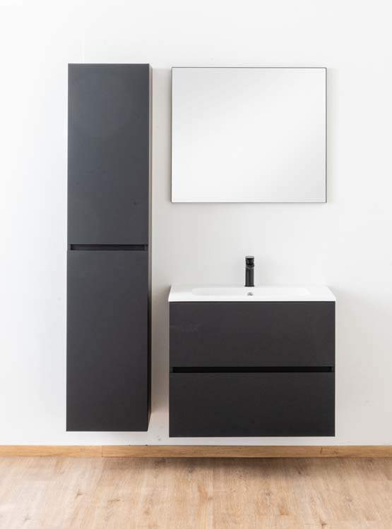 Meuble salle de bain Puro noir mat 800mm lavabo mat