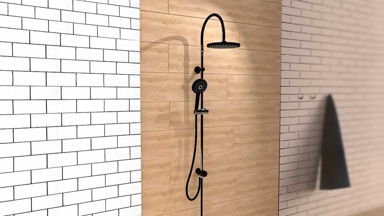 Set de douche avec douche principale Fons chrome/noir Set de douche avec douche principale Fons chrome/noir