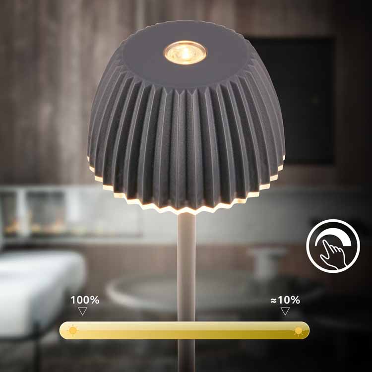 Lampe de table Valera - noir - 15.5cm - dimmable - LED - 1.5W - 2700K - IP44 - USB