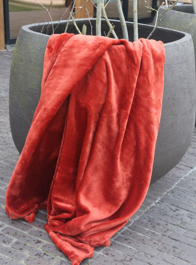 Plaid Grand Luxe terracotta 100% polyester 150 x 200 cm