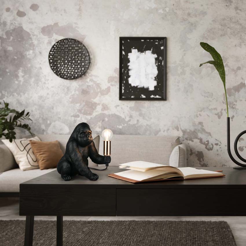 Lampe de table Gorilla - noir - 22x15x23cm - E14 - 1x10W