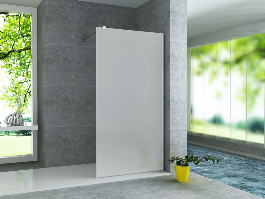 Paroi de douche à l'italienne en verre dépoli avec kit de profilés chrome 120x200cm