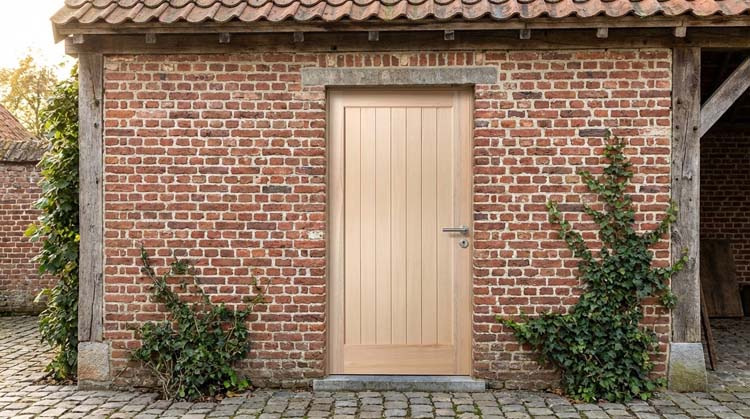 Houten buitendeur planchetten meranti natuur 940x2145mm links duwend