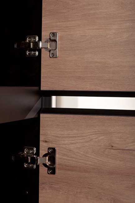 Meuble de salle de bains Molly aspect bois suspendu avec lavabo double blanc mat 120cm