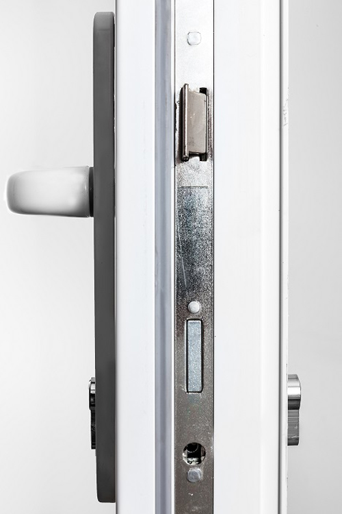 Porte ext. verre - PVC - 2 lign. transp. - Blanc - Droite - 980x2180mm Porte ext. verre - PVC - 2 lign. transp. - Blanc - Droite - 980x2180mm