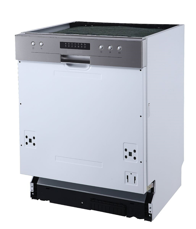 Keuken antraciet/eik donker 370cm - met toestellen - vitrokeramische kookplaat en inox wanddampkap