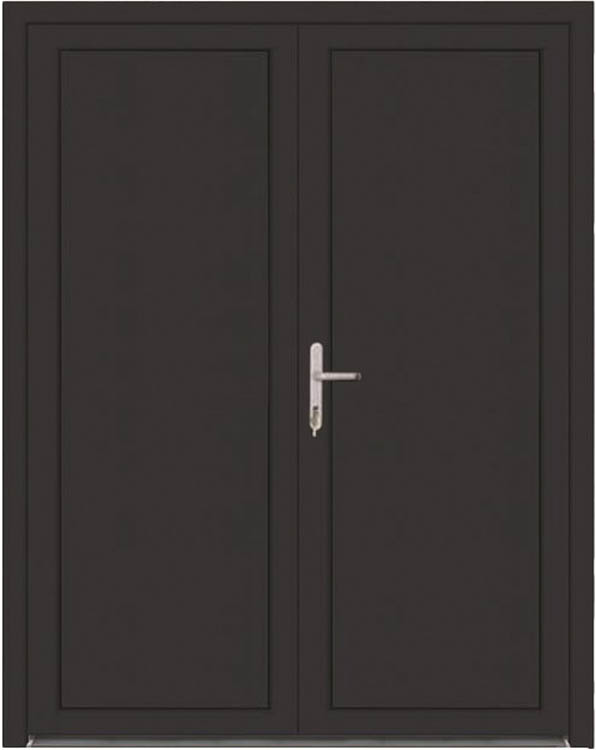 Porte extérieure double panneau lisse PVC anthracite/blanc 1800x2100mm ouvrant à gauche