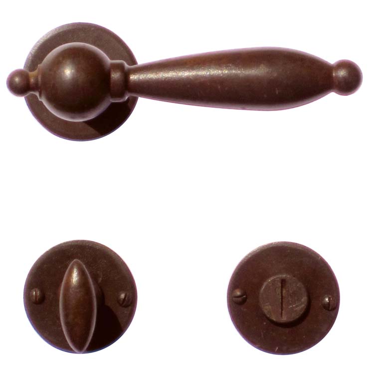 Poignée de porte adria rouille rond avec serrure toilette
