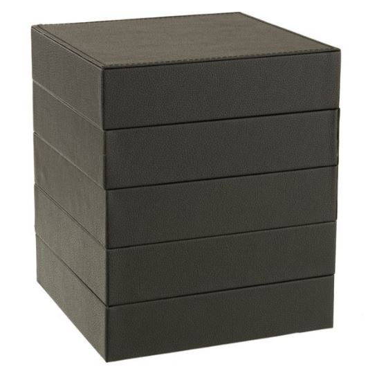 Boîte à bijoux en simili cuir 4 pièces noir 