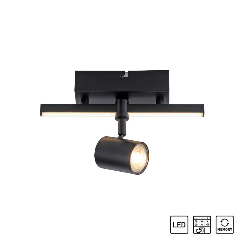 Spot en saillie - Noir - 25,5x14x16cm - Dimmable - LED - 1x4,5W - 3000K