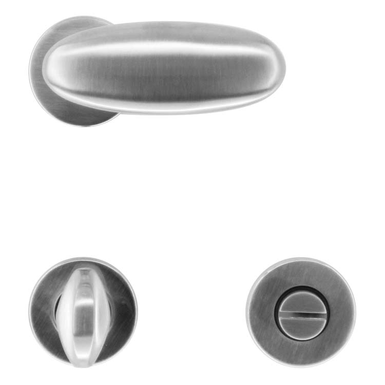 Poignée de porte pro lecce modèle nouveau look inox avec serrure toilette