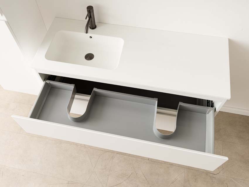 Meuble de salle de bain Tibo blanc avec lavabo simple blanc mat 120cm