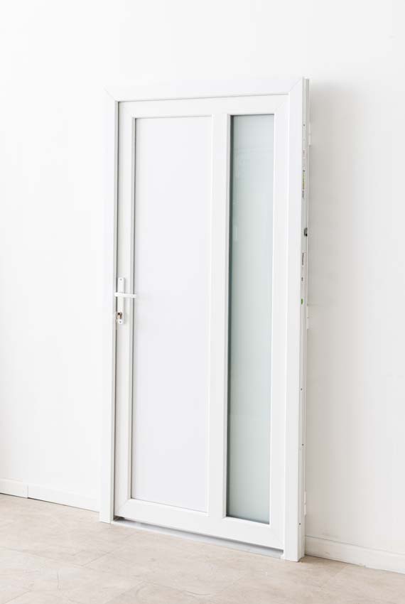 Porte extérieure Lumeo PVC vitrage mat blanc 1000x2000mm gauche