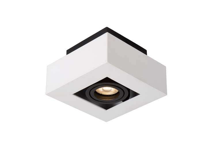 Plafondlamp - vierkant - wit/zwart - dimbaar - LED - GU10 - 5W - 2200/3000K