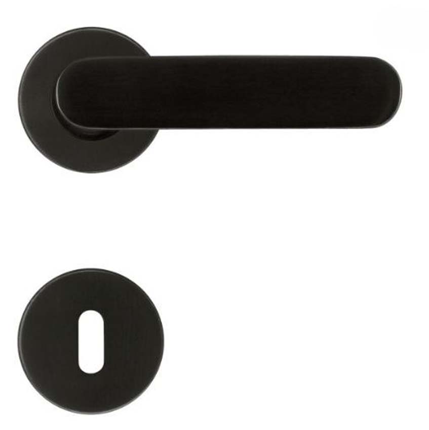 Poignée de porte pro Space noir ronde ensemble complet avec rosaces et plaque de clé Poignée de porte pro Space noir ronde ensemble complet avec rosaces et plaque de clé