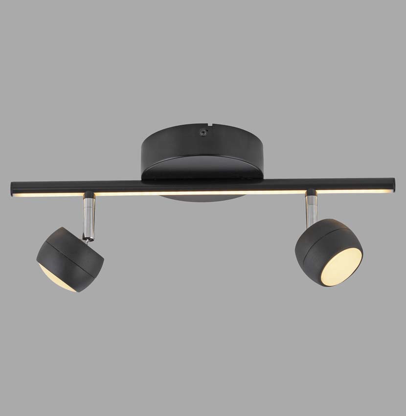 Opbouwspot - zwart - 13x40,3cm - dimbaar - 2x5,3W - 3000K