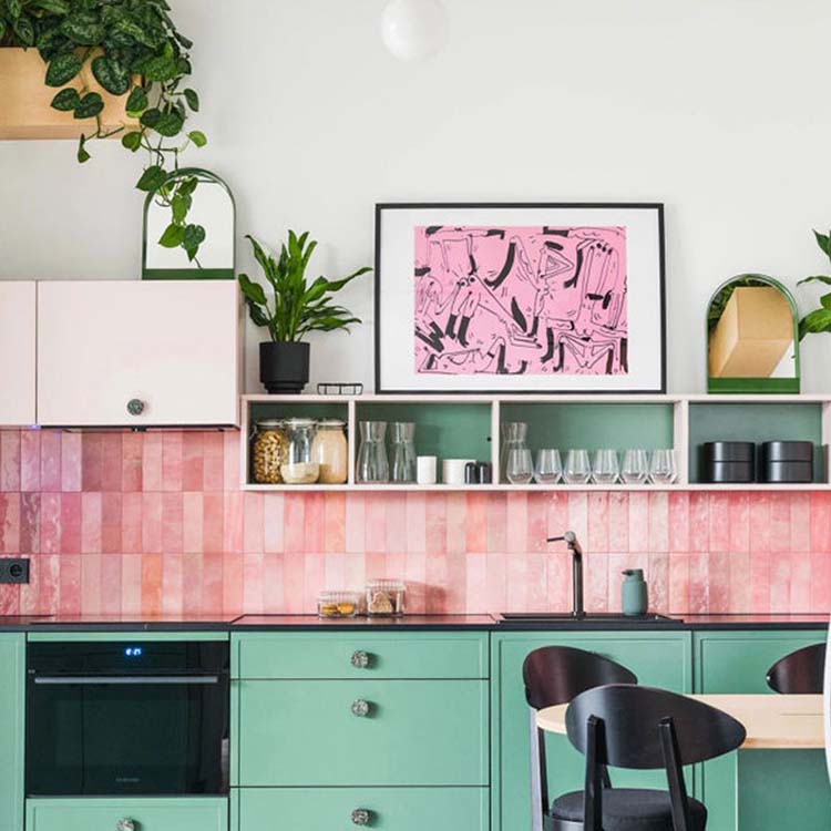 Wandtegel Alisa glanzend rose 6,5x20cm