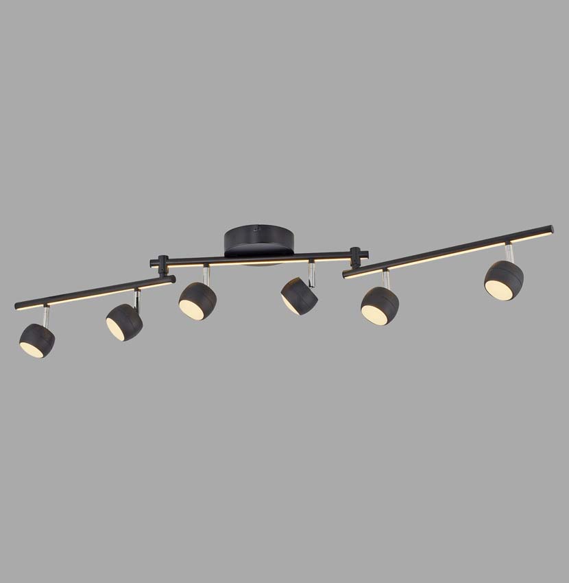 Opbouwspot - zwart - 40,5-111cm - dimbaar - 6x5,53W - 3000K