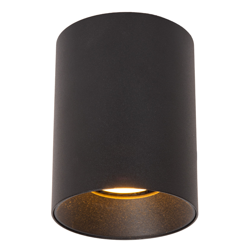 Lucide Essential Gerti - Plafondspot - Ø8cm - 1xGU10 (MR16) - Inclusief omwisselbare ringen - Zwart