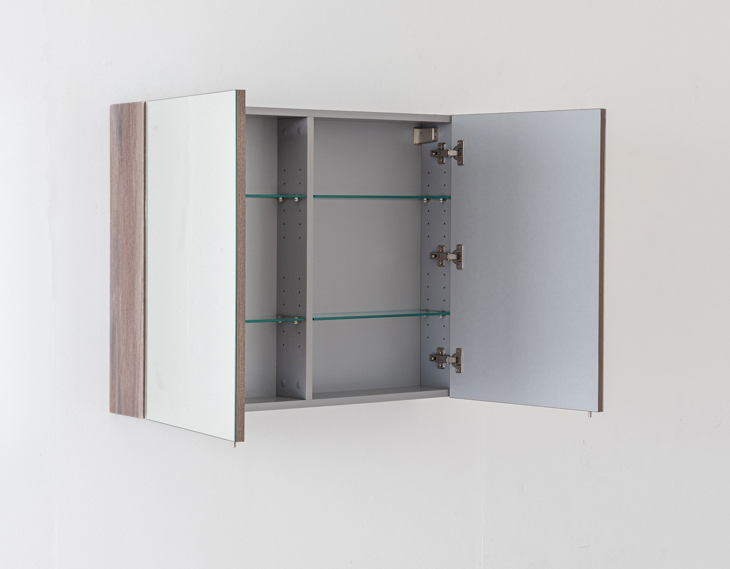Armoire de toilette Tarik rectangulaire avec portes miroir double face chêne ambré 90x70cm
