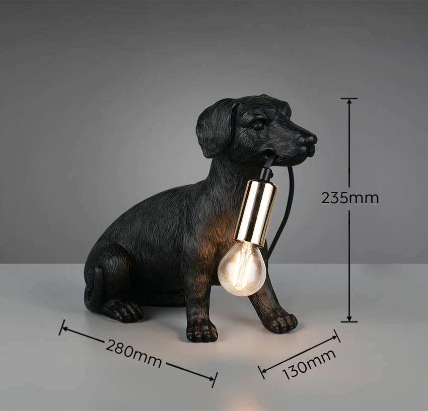 Tafellamp hond - Zwart - 22x12x18cm - E14 - 1x10W