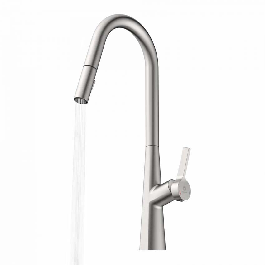Keukenkraan Wasserwerk WK 9 Curve inox-look met uittrekbare uitloop
