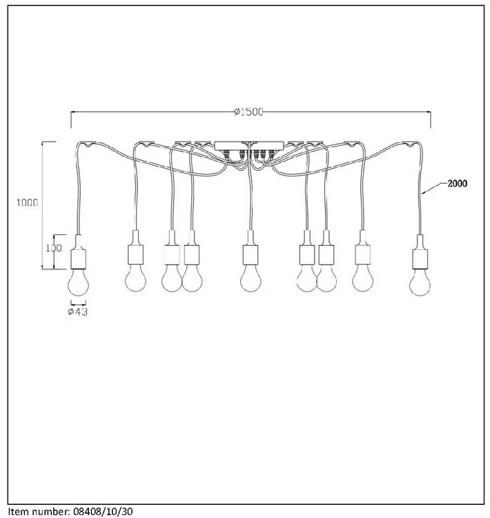 Lucide FIX MULTIPLE - Suspension - E27 - Noir