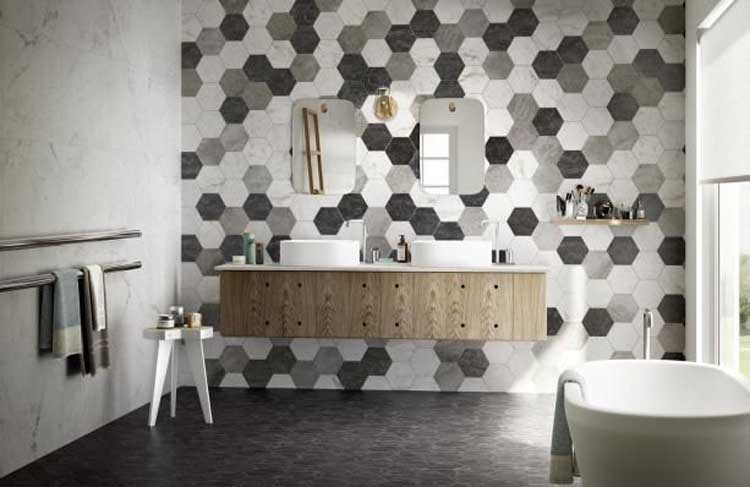 Vloer- en wandtegel Hexagon grijs 20x17,5cm