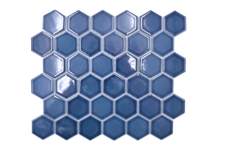 Mosaïque Hexagon bleu-vert brillant 32,5x28,1cm