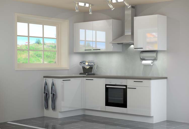 Hoekkeuken Premium 10 wit 245x125cm - voorgemonteerd - met toestellen