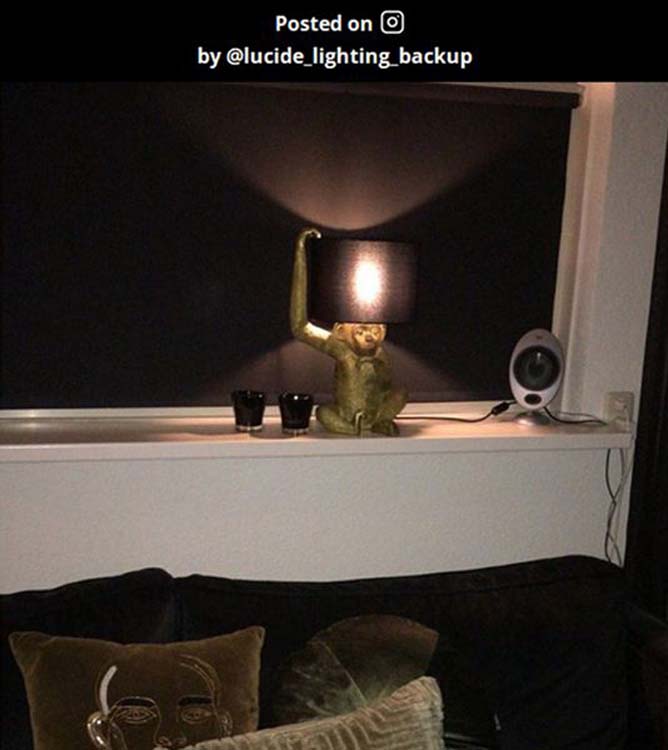 Tafellamp aap - zwart/goud - H45cm - E14 - 40W