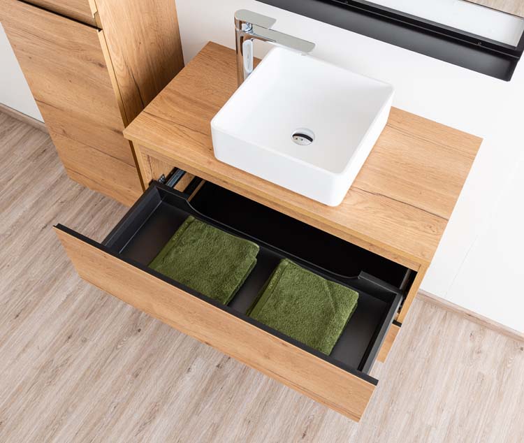 Badmeubel Daria eik goudbruin 900 mm opbouwtablet melamine