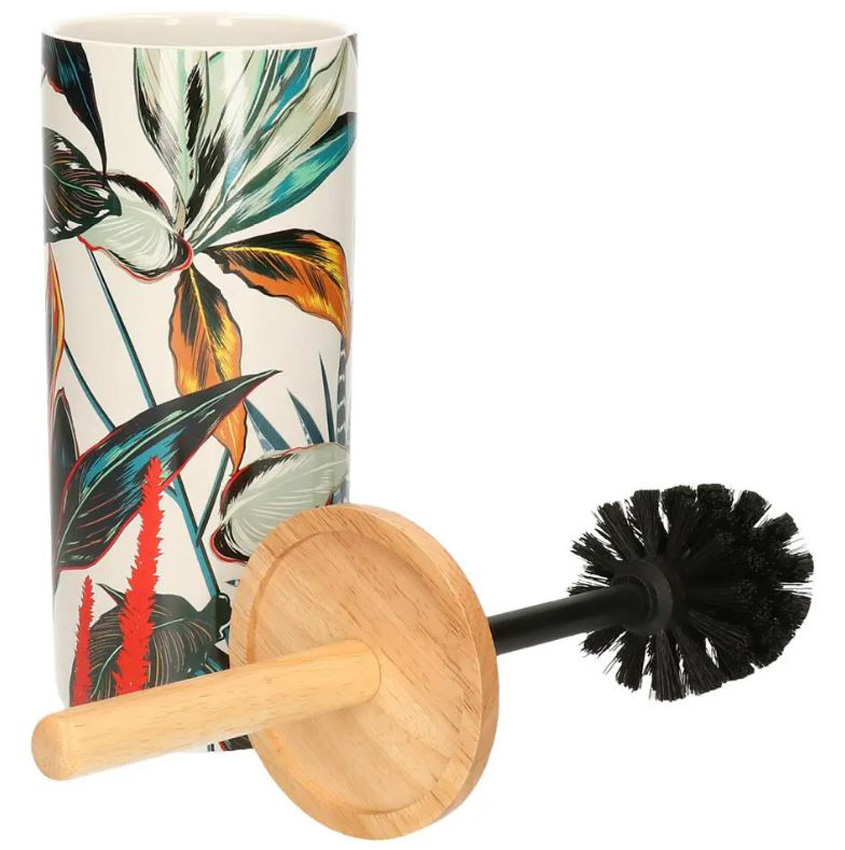 Toiletborstel met houder Hawaii zandsteen/bamboe multicolor