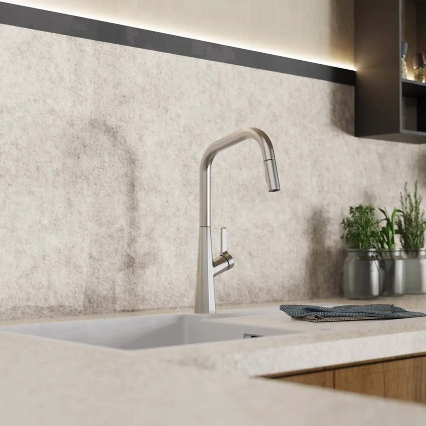 Robinet de cuisine Wasserwerk WK 9 Edge aspect inox avec bec extractible