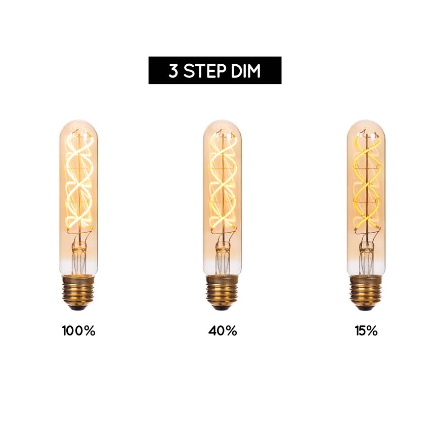 Lucide T32 - Filament lamp - Ø3,2cm - LED 3 StepDimbaar (Memory) - E27 - 1x4,9W 2200K - Amber