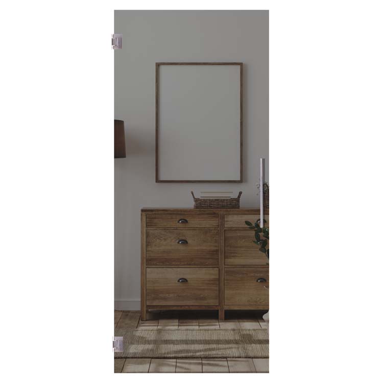 Porte en verre securit 8mm noire foncé 730MM-set rond INOX