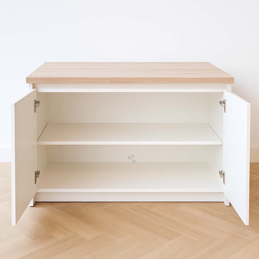 Cuisine île Plenti blanc/look de chêne 124,5 cm