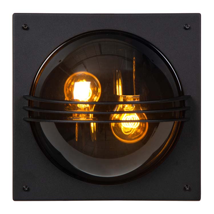 Lucide PRIVAS - Wandlamp Buiten - 2xE27 - IP44 - Zwart