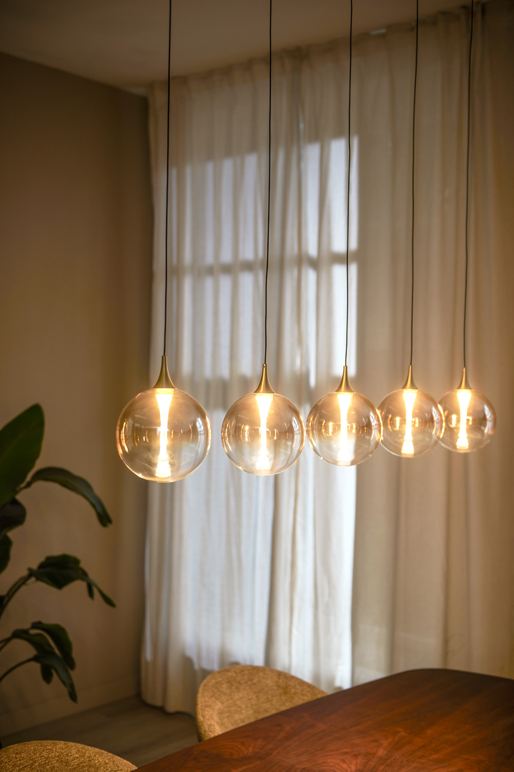 Lucide Premium Gisela - Hanglamp - LED Dimb. - 5X4W 2700K - Met vervangbare LED-module - Amber